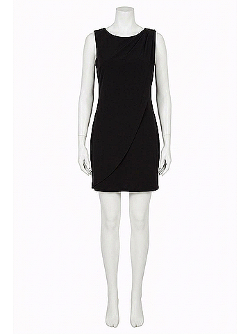 Kensie Shoulder Detail Back Key Hole Sleeveless Shift Dress in Black (view 1)