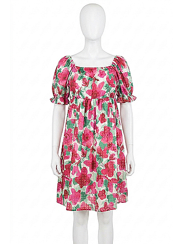 AndTheWhy Sunshine On Your Face Floral Dress in Ivory/Pink/Green (view 1)