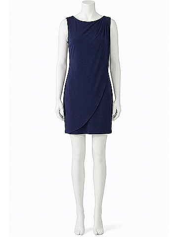Kensie Shoulder Detail Back Key Hole Sleeveless Shift Dress in Navy (view 1)