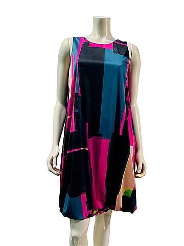 Samuel Dong Women's Print Bubble Pockets Dress in Black Multi (view 1)