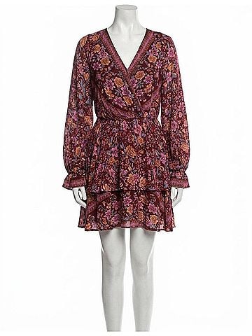 Umgee Floral Border Print Layered Dress in Red (view 1)