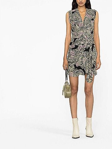 IRO Rolina Draped Mini Dress in Black Multi (view 2)