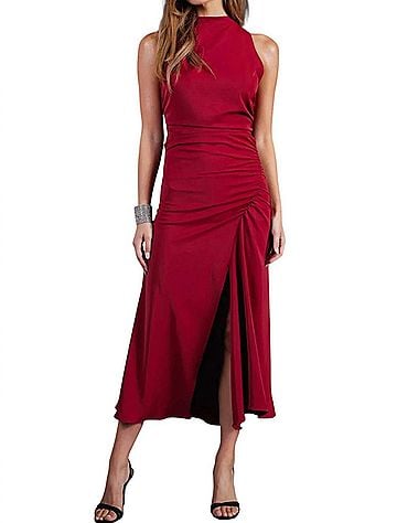 Bishop + Young Stroke Of Midnight Elle Halter Dress in Scarlett (view 2)