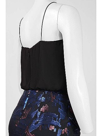 Aidan Mattox Blouson Metallic Dress in Blue Multi (view 2)