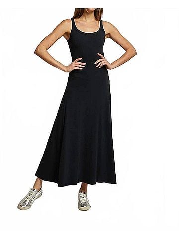perfectwhitetee Rib Midi Tank Dress in Black (view 2)