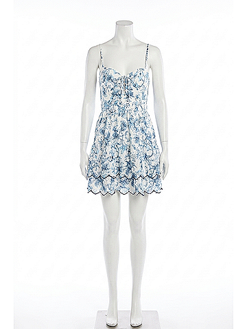 Alice + Olivia Daisy Tiered Ruffle Mini Dress in Je L'adore Spring Sky (view 1)