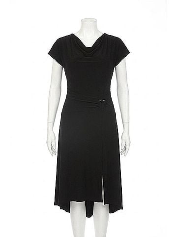 Joseph Ribkoff Cowl Neck Dolman Sleeve Midi Fit & Flare Dress in Black (view 1)