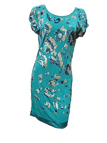 Hale Bob Short Sleeve Dress With Sequins in Teal (view 1)