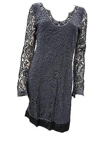 Hale Bob Lace Long Sleeve Dress in Black (view 1)