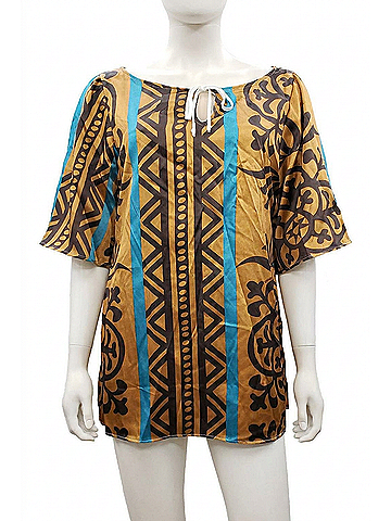 Hale Bob Women's Printed Silk Dress in Camel (view 1)