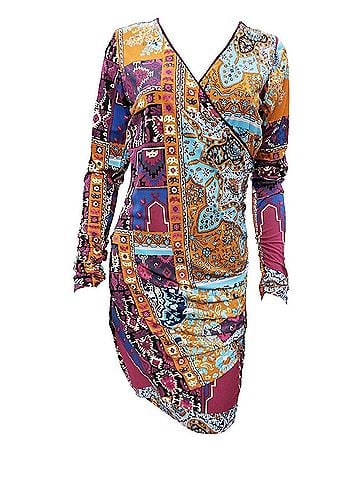Hale Bob Long Sleeve Wrap Dress in Rust (view 1)