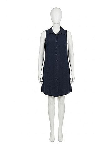 Joseph Ribkoff Button-Down Sleeveless Shirt Dress in Midnight Blue (view 1)