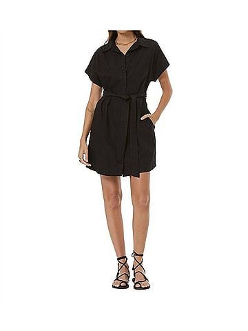 Young Fabulous & Broke Hana Button Front Dress in Black (view 2)