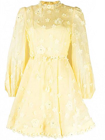 Zimmermann Matchmaker Lift Off Mini Dress in Lemon (view 1)