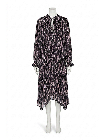 Ganni Pleated Georgette Midi Dress in Phantom (view 1)