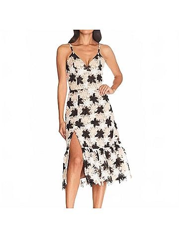 Dress the Population Chantal Floral Lace Dress in Black Multi (view 2)