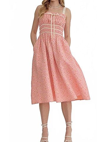 Entro Macy Midi Dress in Coral (view 2)