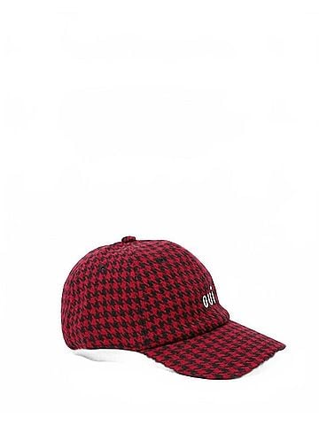 Clare V. Houndstooth Baseball Hat in Black Red (view 2)