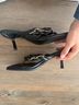 Steve Madden 100% Leather Black Gold Heels Size 7 1/2 - photo 4