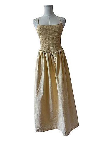 Abercrombie & Fitch Sydney Smocked Dipped-Waist Midi Dress Casual Dress (view 1)