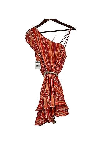 Free People heart shaped orange striped Cocktail Dress (view 2)
