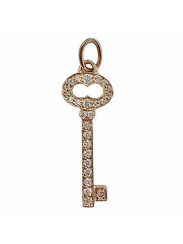 Tiffany & Co. TIFFANY&Co. Tiffany Vintage Oval Key Mini Diamond 26P 750 (PG) Pendant Top Pink Gold Weight 1.2g Women's (view 1)