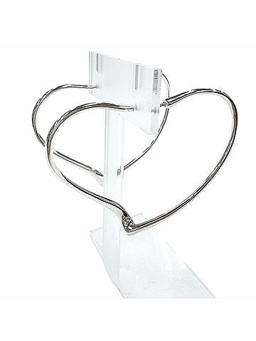 Tiffany & Co. TIFFANY&Co. Tiffany & Co. Elsa Peretti Open Heart Hoop Earrings, Medium, AG925, Pair, Silver, Weight 9.5g, Women's (view 1)