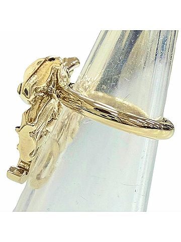 Chanel CHANEL B24B Coco Mark Ribbon Rhinestone Ring, Gold, Made in Italy, Women's, Cute and Stylish, Highly Recommended! (view 2)