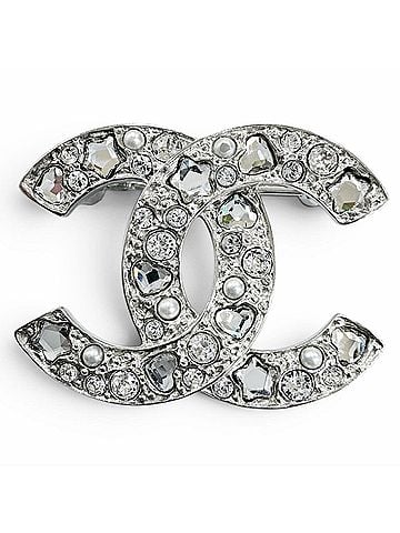 Chanel CHANEL B25P Coco Mark Star, Heart, Faux Pearl, Rhinestone Brooch, Silver, Made in Italy, Women's, with Box and Dust Bag. (view 1)