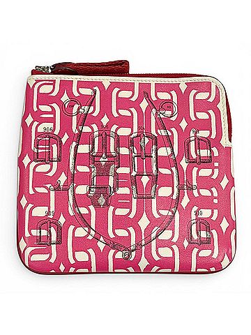 Hermès HERMES Carre Pocket Pink Veau Swift Round Zip Mini Pouch D Stamp Made in France Women's Comes with Box (view 1)
