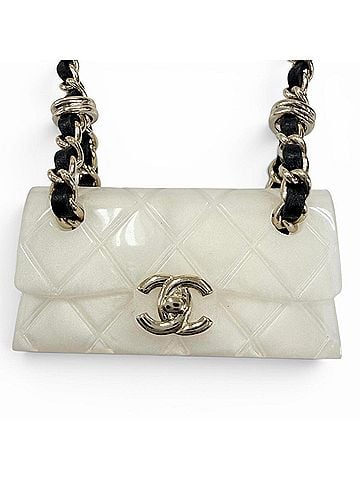 Chanel CHANEL B23C Matelassé bag motif Coco Mark chain necklace, ivory, made in Italy, 2023 model, women's. (view 1)