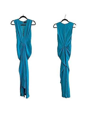 Thakoon Turquoise Draped Gown Cocktail Dress (view 2)