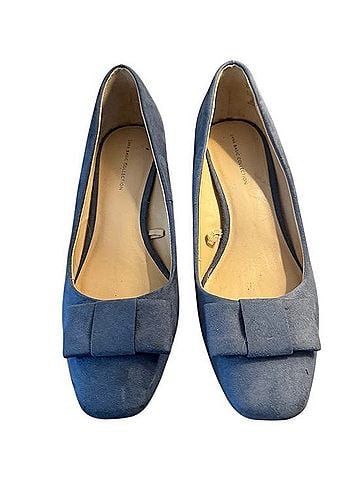 Zara Powder Blue Suede Bow Loafers Flats (view 1)