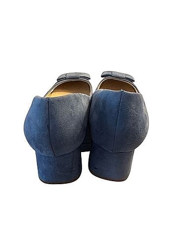 Zara Powder Blue Suede Bow Loafers Flats (view 2)