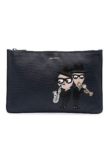 Dolce & Gabbana Leather DG Family Patch Zip Pouch (view 1)