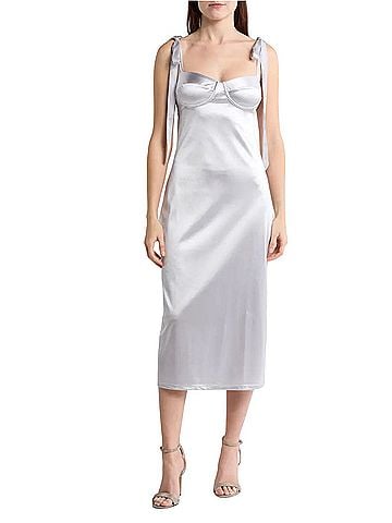 Free People Free People Casino Got Glam Tie Strap Satin Midi Dress Cocktail Dress (view 1)