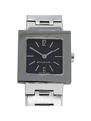 Bvlgari Bulgari BVLGARI Women's Watch, Quadrado Quartz, Stainless Steel (SS), SQ22SS, Silver & Black (view 2)