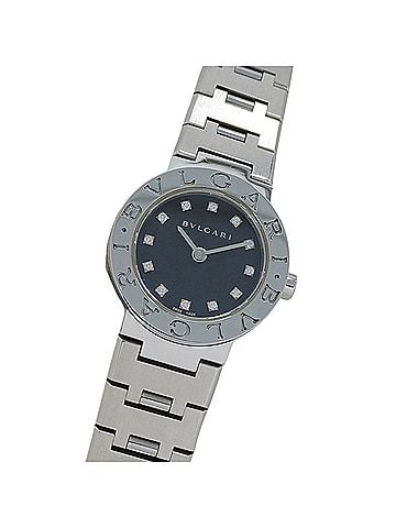 Bvlgari Bulgari BVLGARI Women's Watch, Brand: Bulgari, 12-Diamond Quartz Movement, Stainless Steel (SS), Silver & Black Round Case, BB23SS (view 1)