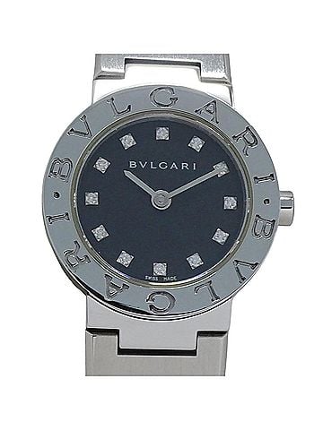Bvlgari Bulgari BVLGARI Women's Watch, Brand: Bulgari, 12-Diamond Quartz Movement, Stainless Steel (SS), Silver & Black Round Case, BB23SS (view 2)
