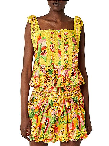 FARM Rio Farm Rio Yellow Fruits Paradise Blouse Sleeveless Blouse (view 2)