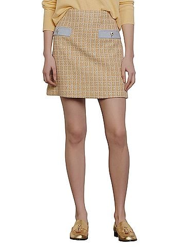 Sandro Sandro Melle button-embellished metallic cotton-blend tweed mini skirt Casual Skirt (view 1)