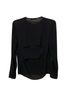 A.L.C. 100% Silk Solid Black Long Sleeve Blouse Size 4 - photo 2