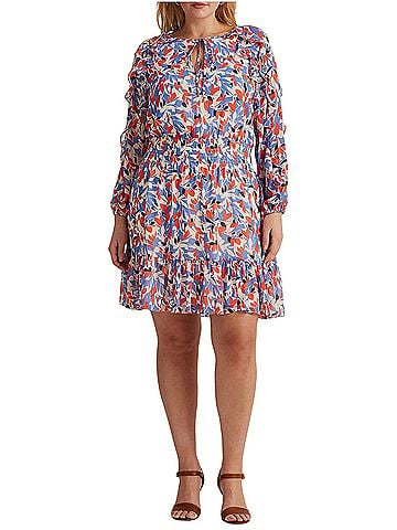 Polo by Ralph Lauren Lauren Ralph Lauren Floral Crinkled Georgette Dress Casual Dress (view 2)