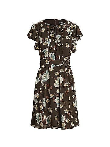 Polo by Ralph Lauren Lauren Ralph Lauren Floral Georgette Flutter Sleeve Dress Cocktail Dress (view 1)