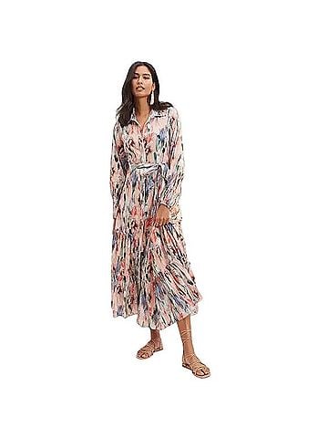 MISA Los Angeles Painterly Modest Button Casual Dress (view 1)