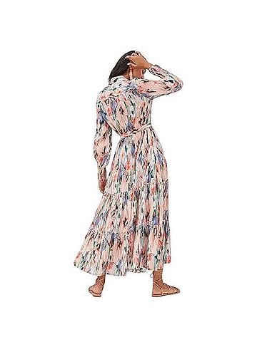 MISA Los Angeles Painterly Modest Button Casual Dress (view 2)