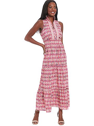 London Times London Times Ruffle Sleeveless Bubble Crepe Maxi Dress Casual Dress (view 2)