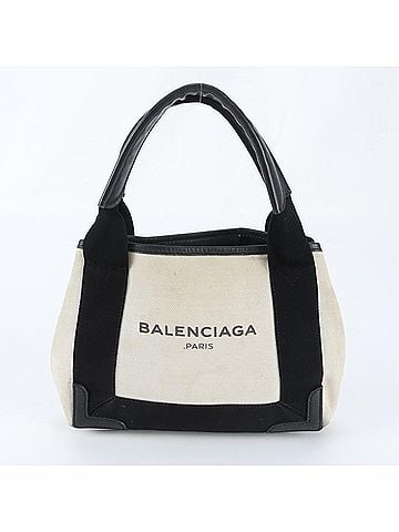 Balenciaga Balenciaga Navy Cabas 390346 Leather Canvas Handbag Tote Bag Brand Women's (view 1)