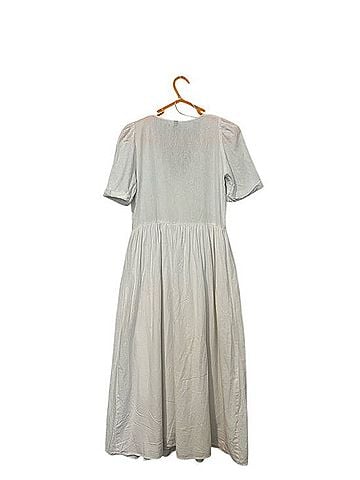 Zara Button-Front Midi Dress with Puff Sleeves Casual Dress (view 2)