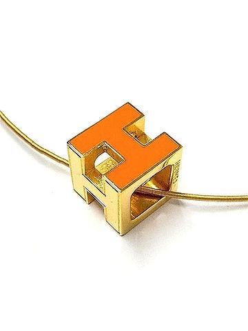 Hermès Hermes Cage d'H H-Cube Necklace GPg Orange (view 1)